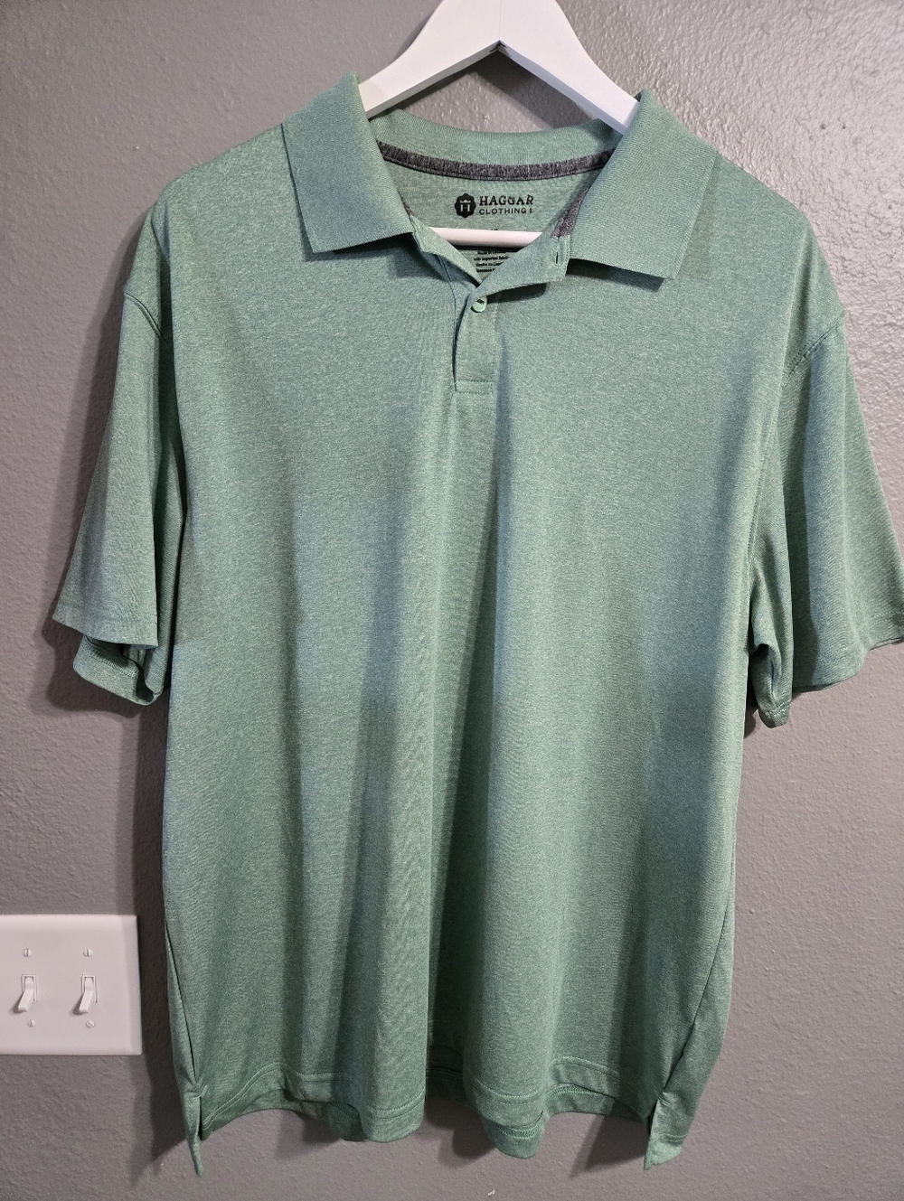 Haggar Green Polo 100% Polyester Size Large